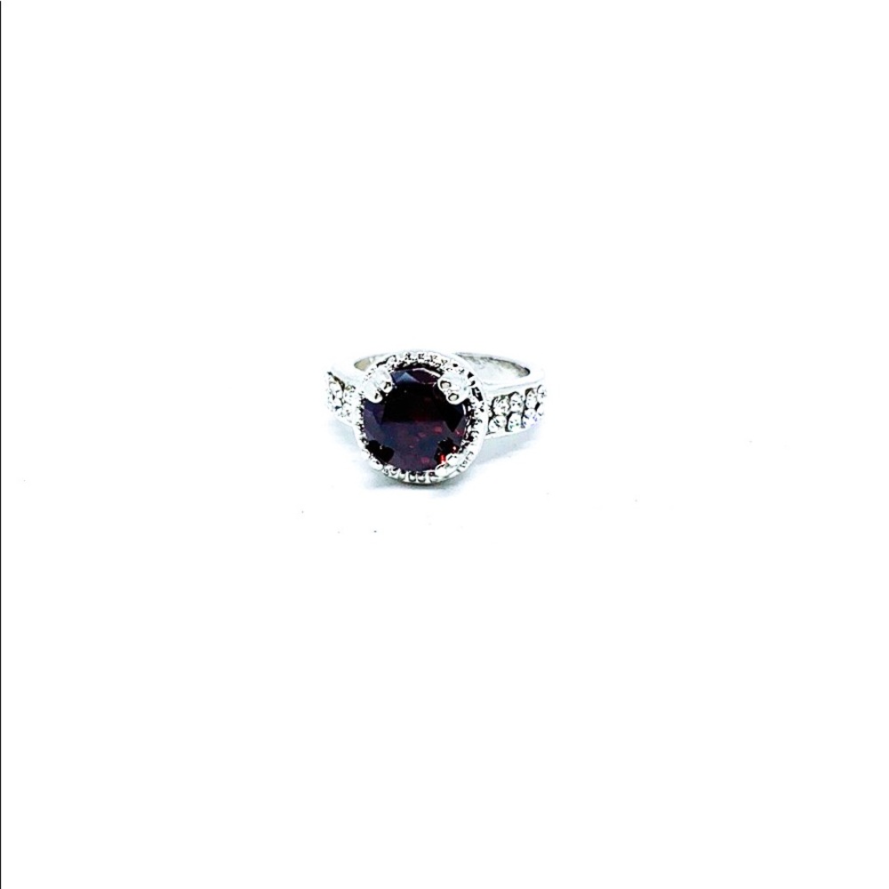 Garnet Silver RhineStone Ring